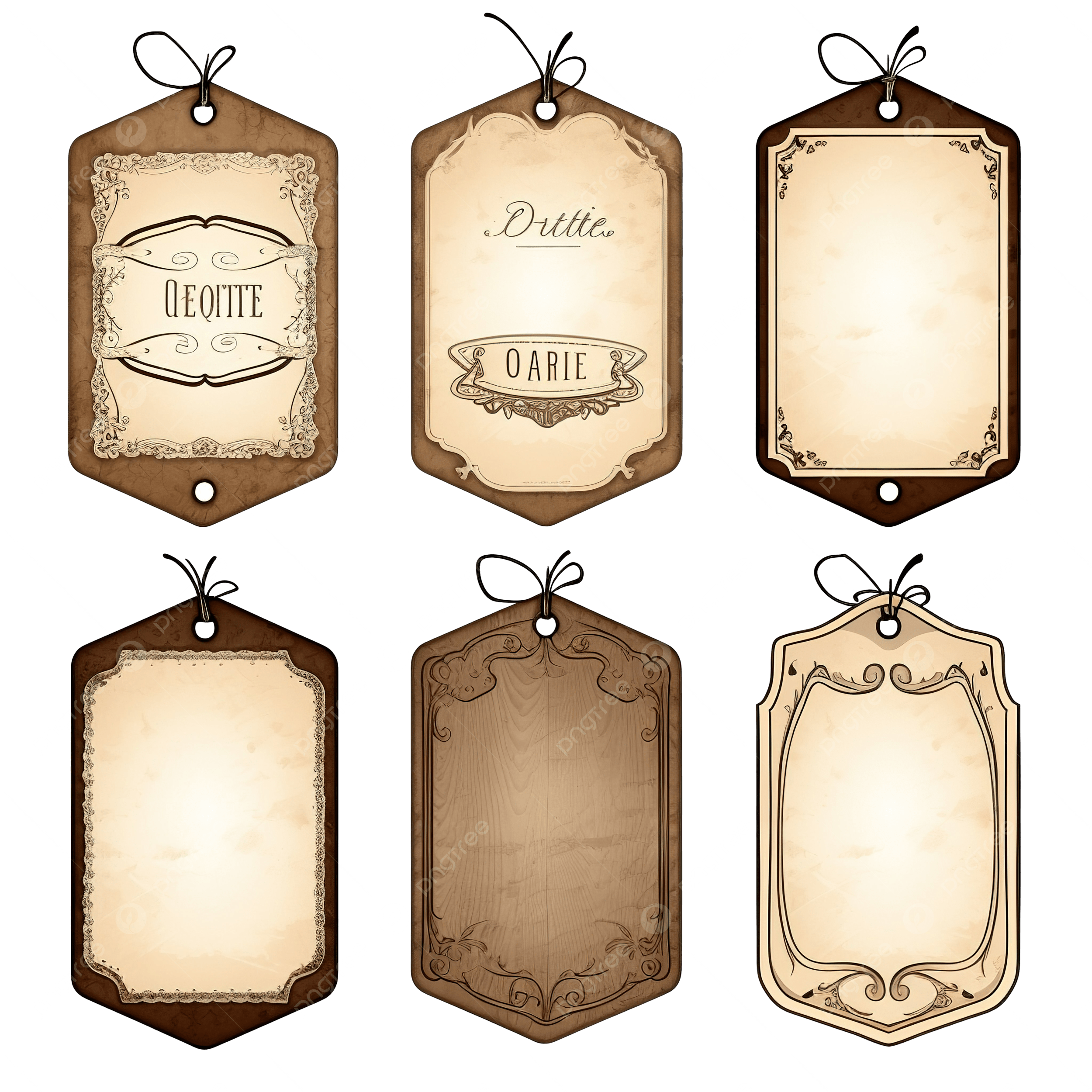 Vintage Label With String Mockups Retro Price Tag Isolated 