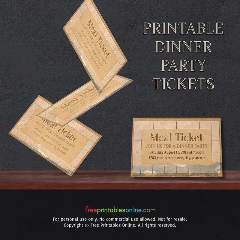 Vintage Paper Printable Meal Ticket Template Free Printables Online