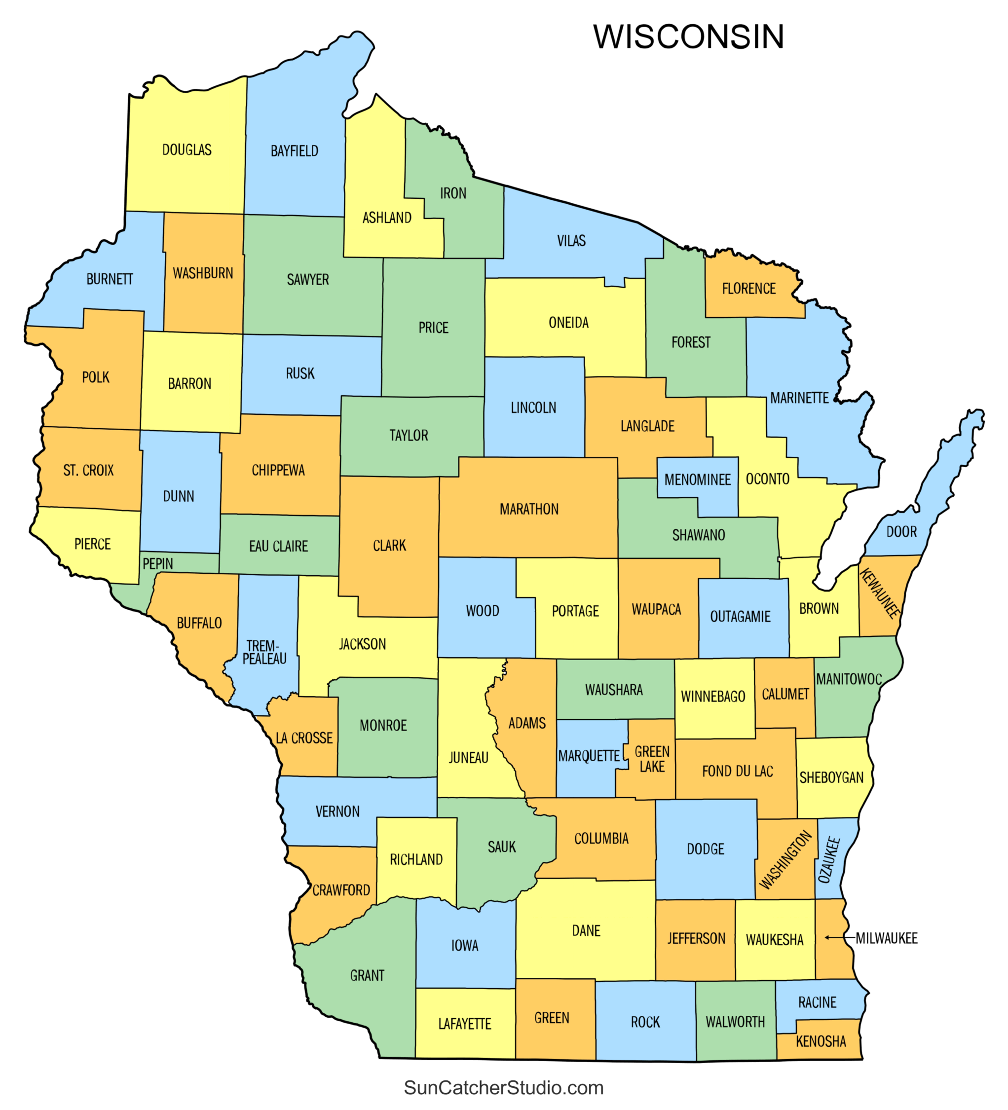 Wisconsin State Map Printable