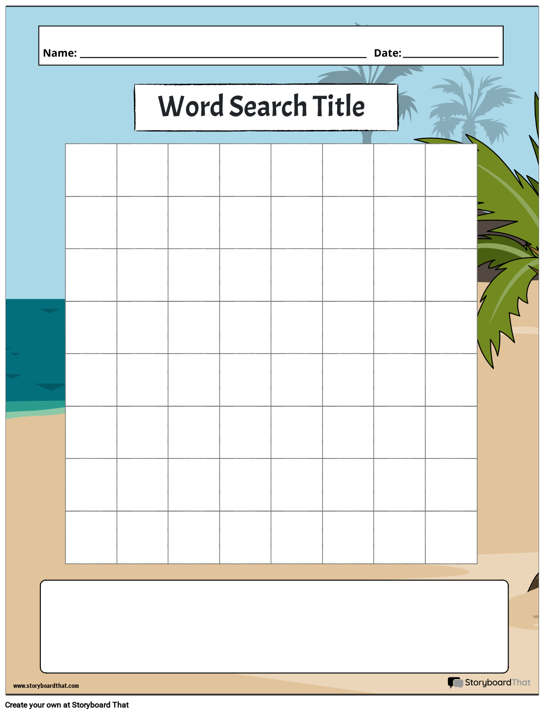 Free Blank Printable Word Searches