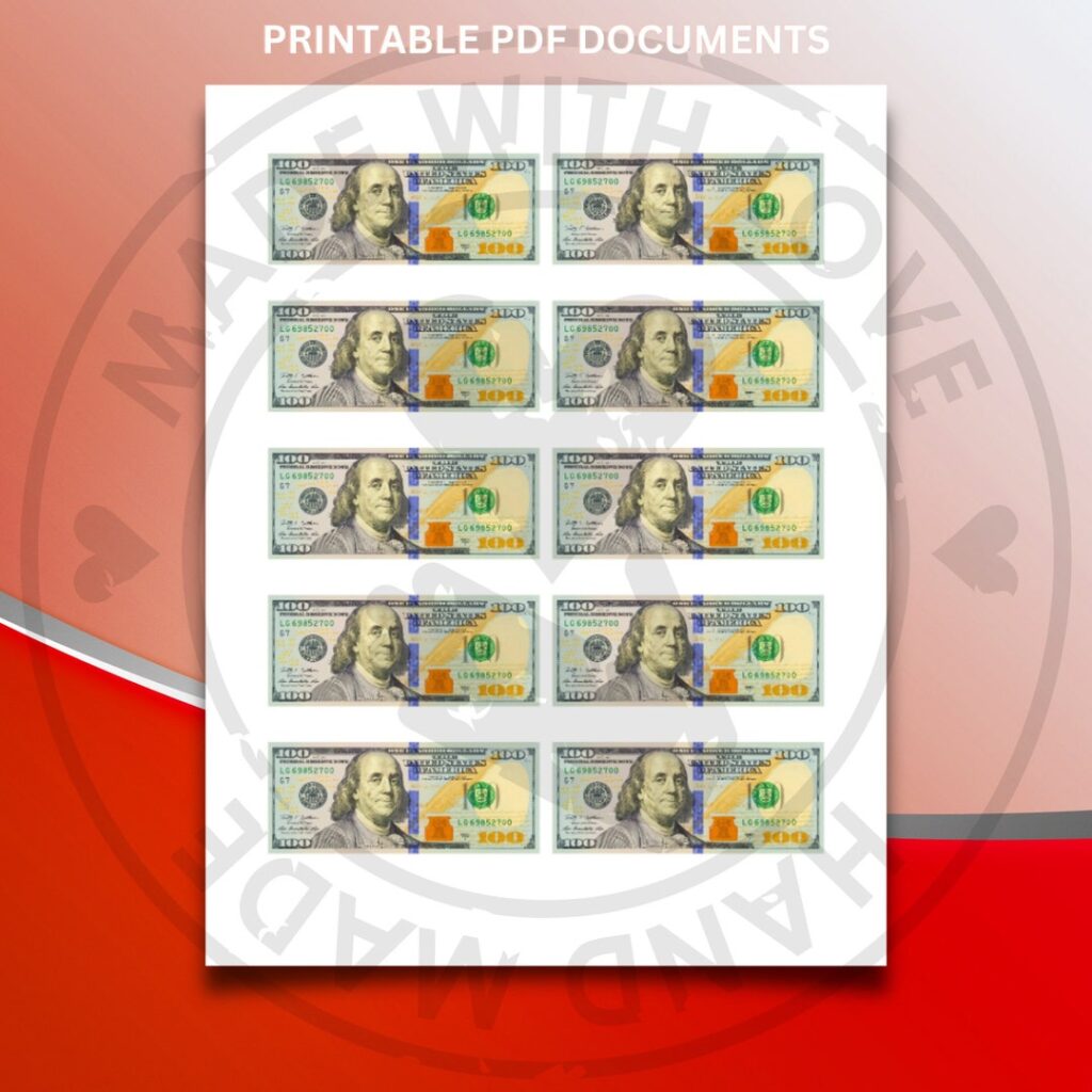100 Dollar Bill Play Money Printable - 100 Dollar Bill Front And Back Printable Play Money 100