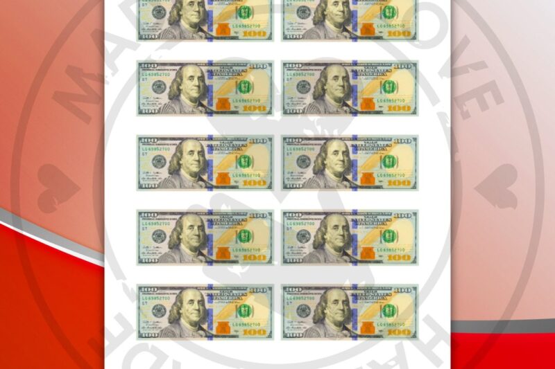 100 Dollar Bill Play Money Printable