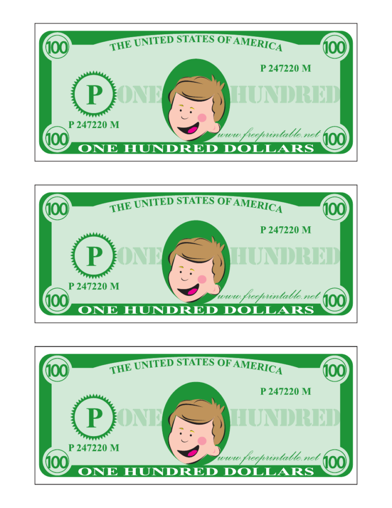 100 Play Money Template 100 Dollar Bill, Playing Money, Game Money,