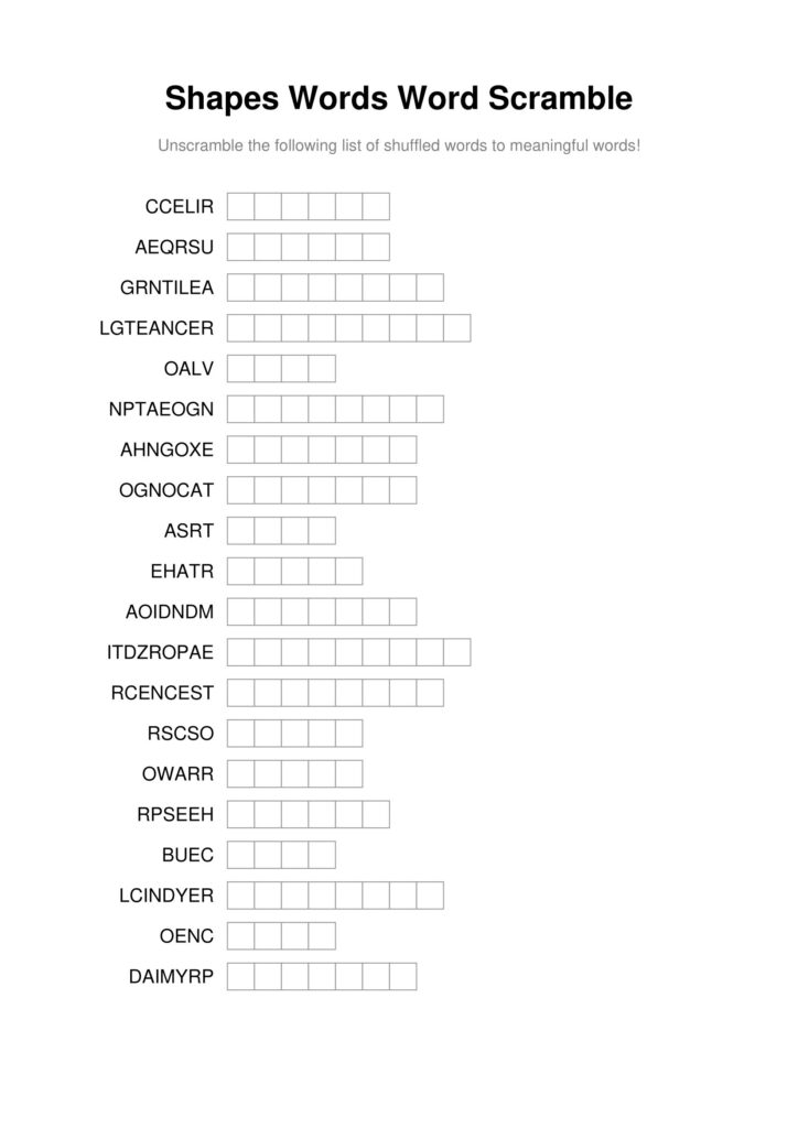 100 Printable Word Scramble Puzzles With Answers | Just Family Fun ...
