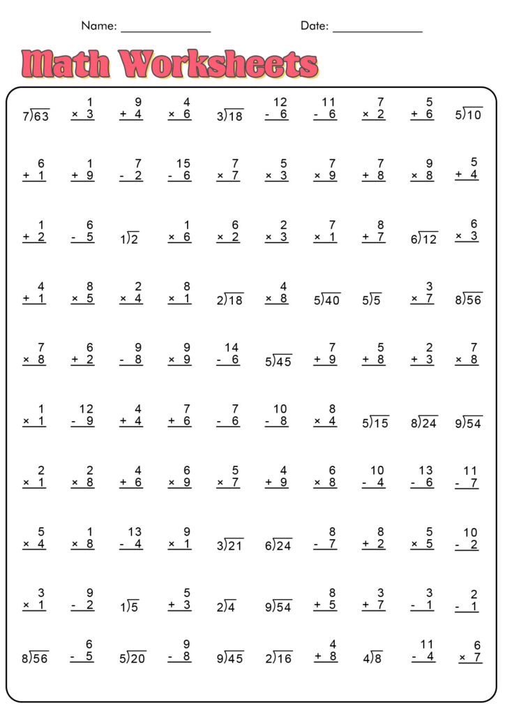 15 3rd 4th Grade Math Worksheets - Free PDF at worksheeto.com ...