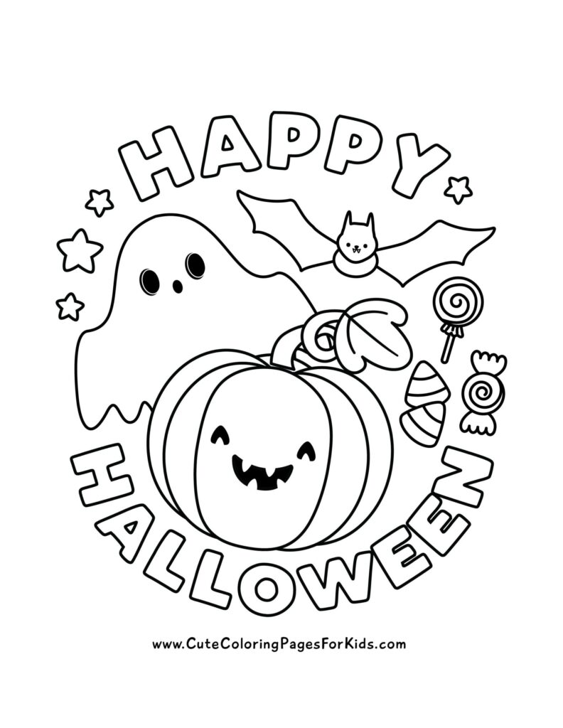 18 Cute Halloween Coloring Pages (Free Printable PDFs) - Cute Coloring ...