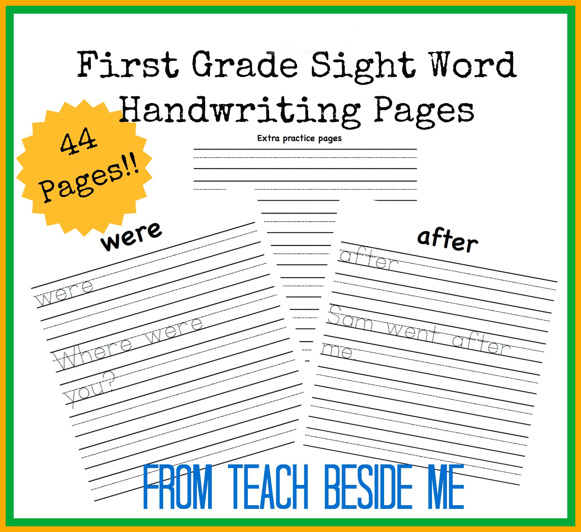 Free printable 1st Grade Handwriting Worksheets Free featuring sight word practice pages