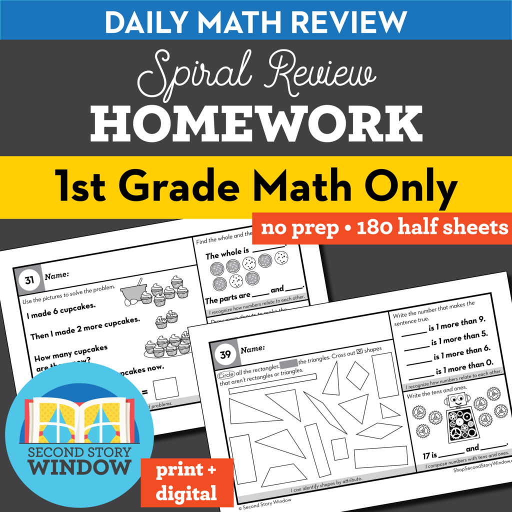 1st Grade Math Homework – Daily Math Review Daily math homework for 1st graders with engaging problems and visuals