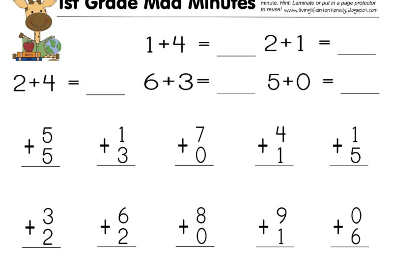 1st Grade Math Printable Worksheets