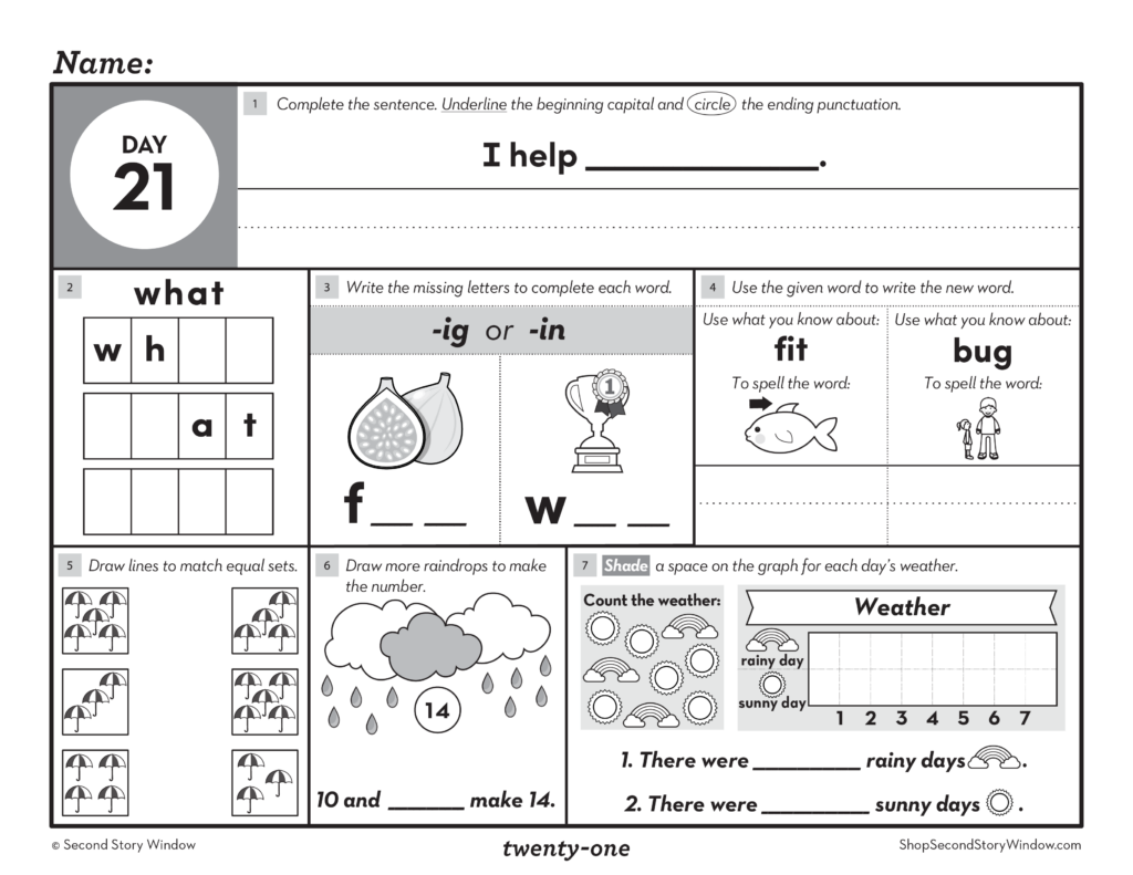1st Grade Morning Work – Daily Math Language Review Daily math language review worksheet for 1st grade morning work