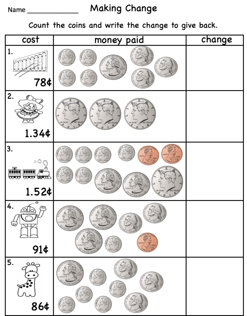 2nd Grade Count Coins Worksheet: Practice with Real-Life Math Problems