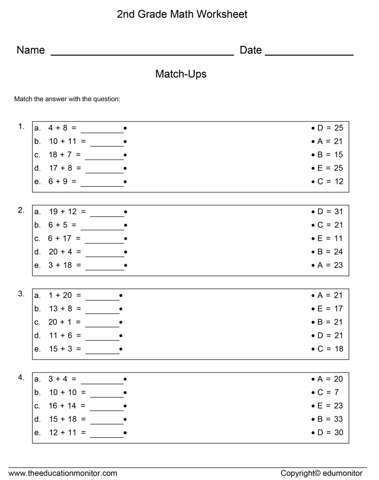 2nd Grade Free Math Worksheets - Free Printable Math Worksheets For 2nd Grade | Printable Worksheets