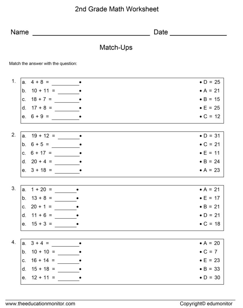 2nd Grade Free Math Worksheets - Free Printable Math Worksheets For 2nd Grade | Printable Worksheets
