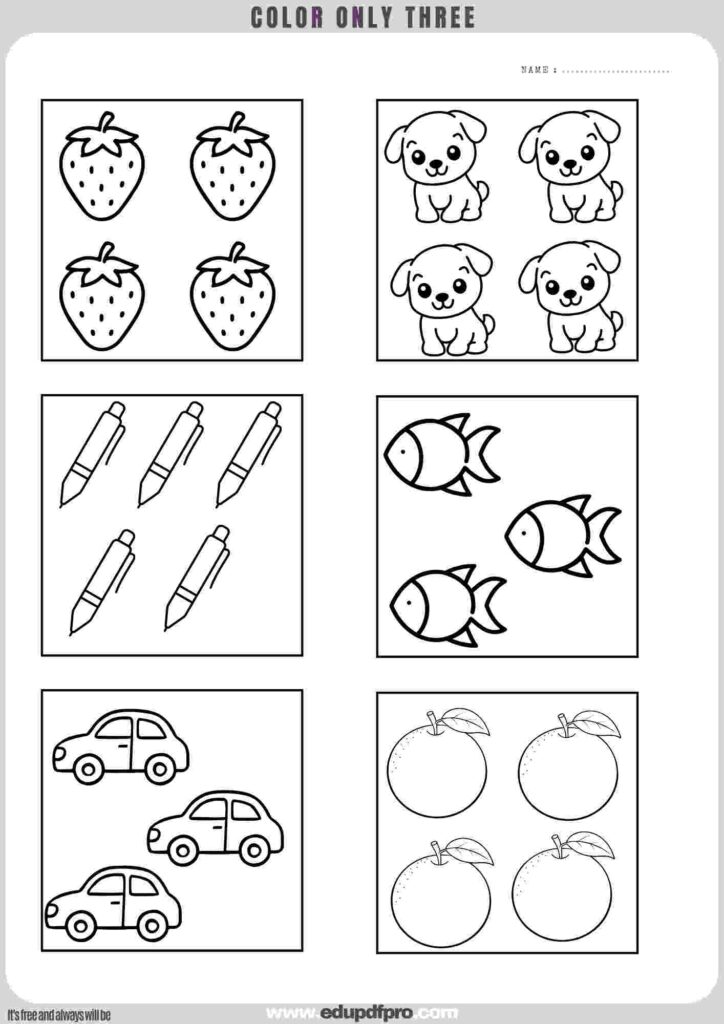 Activity Pages for 3 Year Olds – Coloring and Tracing Activity pages for 3 year olds featuring coloring and tracing exercises