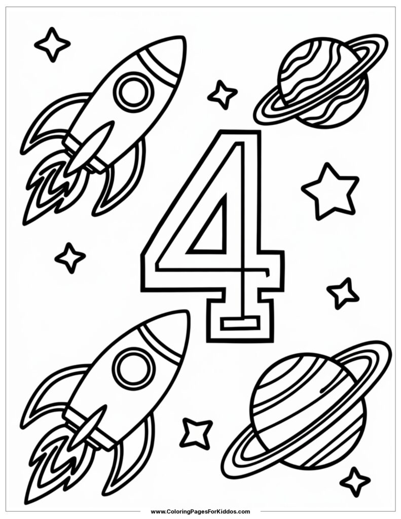 4 Year Old Birthday Coloring Page