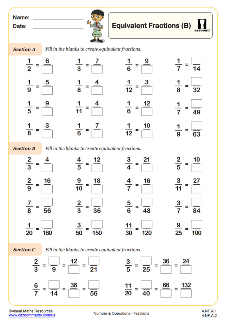 4th Grade Fractions Worksheets - Math Monks - Worksheets Library