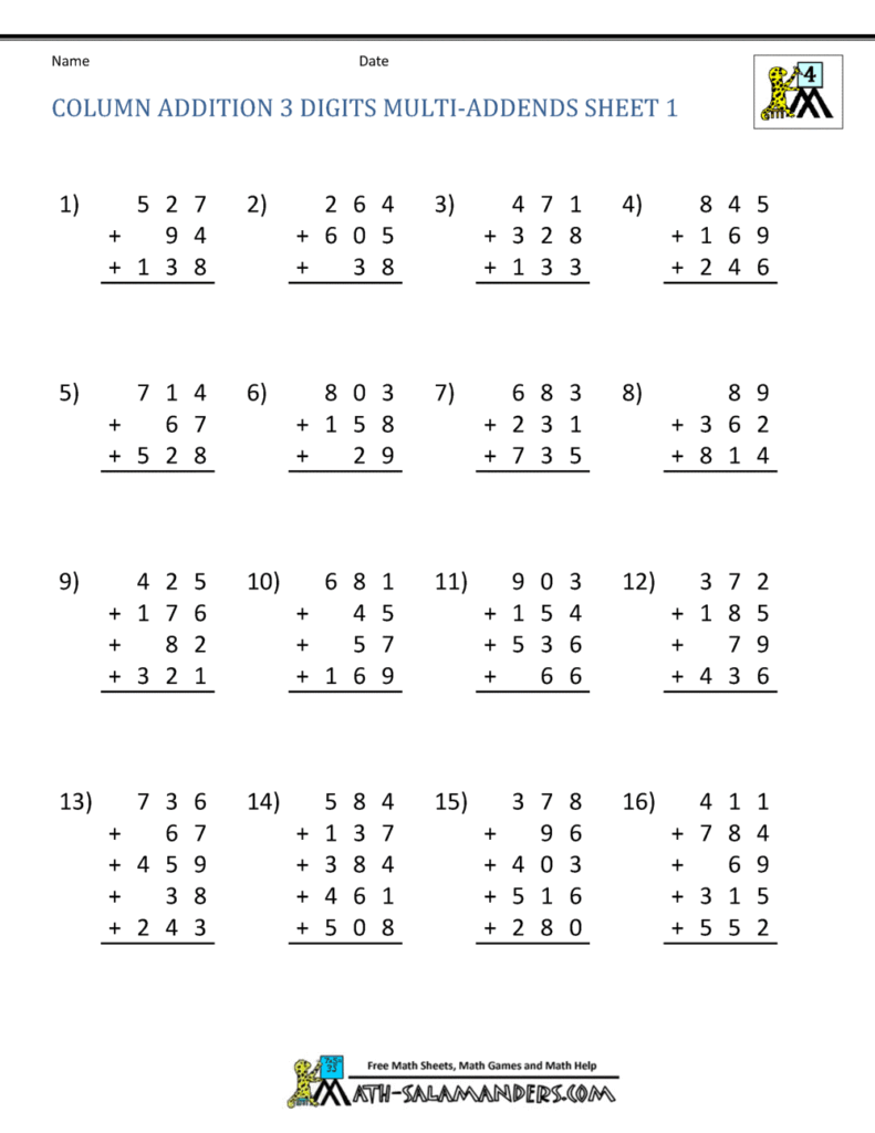 4Th Grade Math Printables 4Th Grade Math Printables