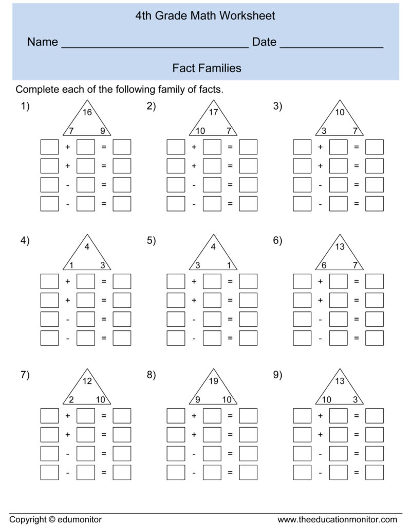 4th Grade Math Worksheets Printable - King Printables