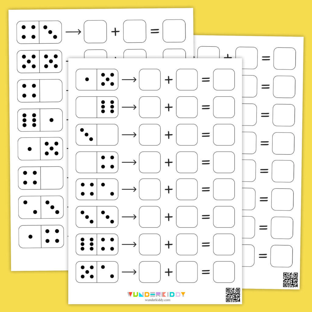Free printable 5 Year Old Math Worksheets featuring addition with dots for young learners