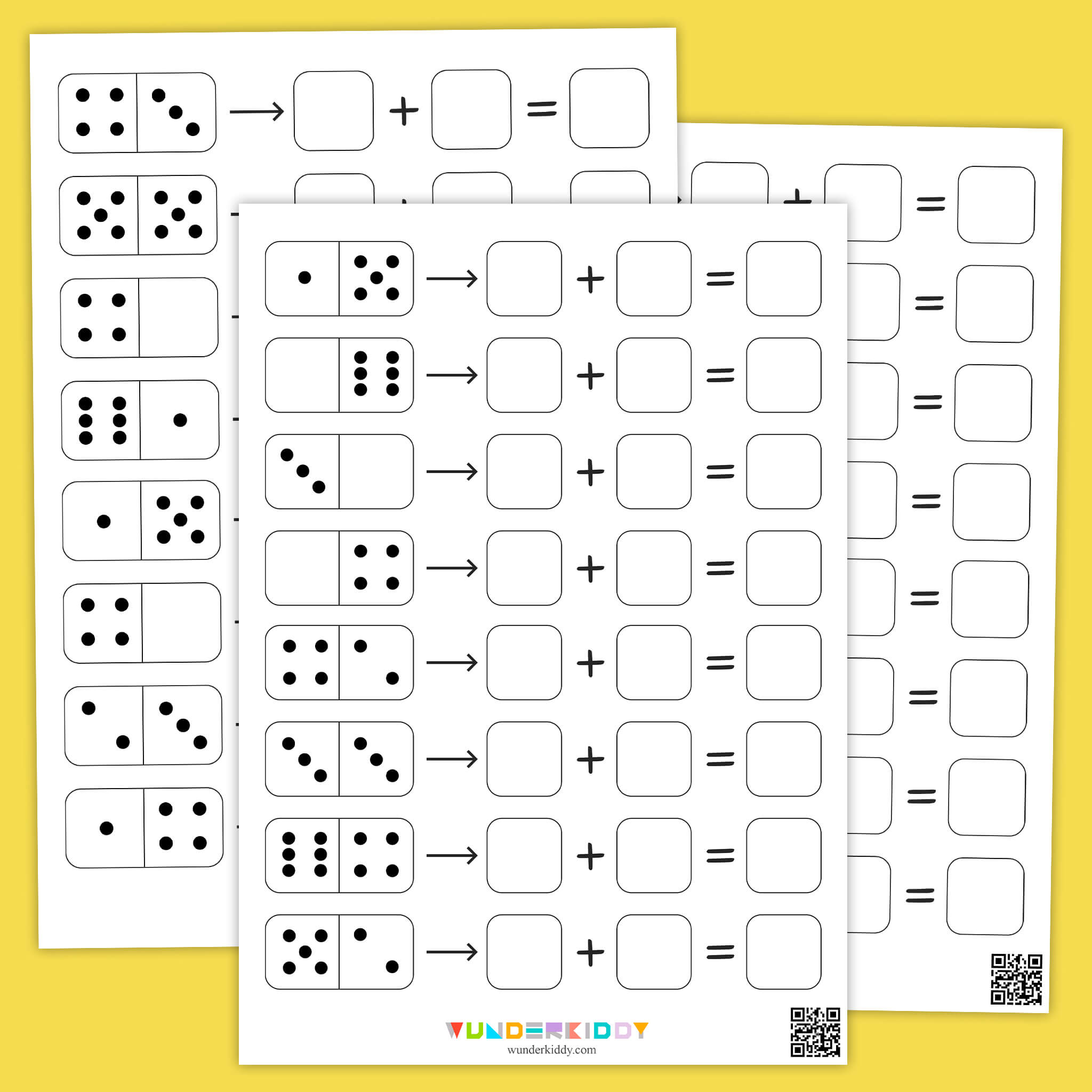 Free printable 5 Year Old Math Worksheets featuring addition with dots for young learners