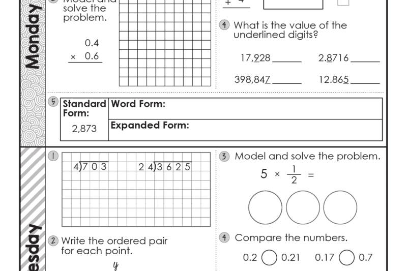 5th Grade Math Review Worksheets