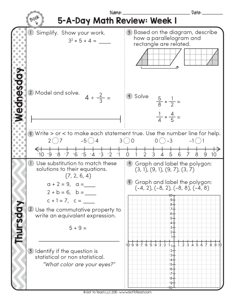 6th Grade Math Review Worksheets - Free 6th grade math review worksheet, Download Free 6th grade math ...