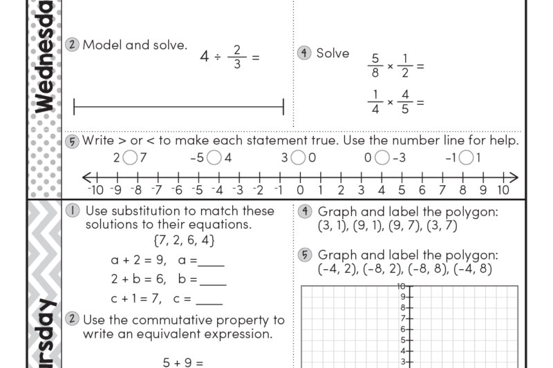 6th Grade Math Review Worksheets