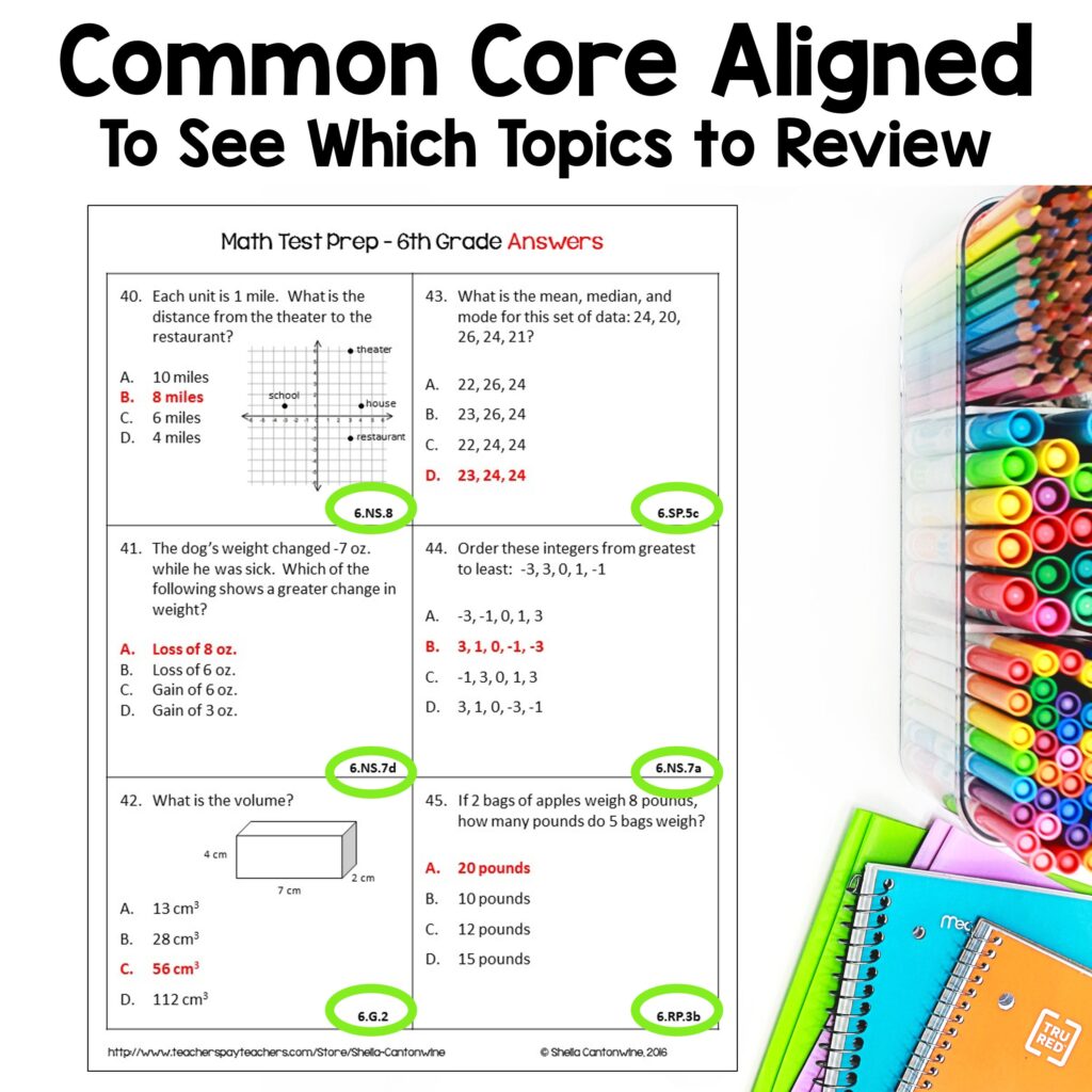 6th Grade Math Review Worksheets: Test Prep (printable) - Etsy