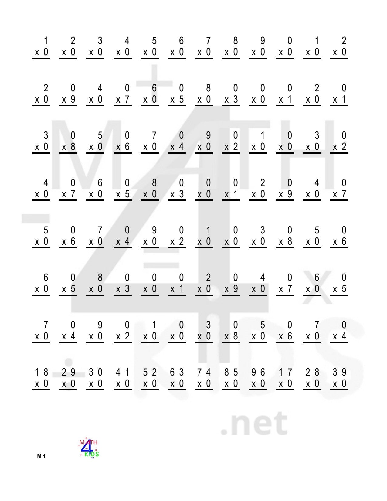 Printable multiplication worksheet featuring various multiplication problems for 6th Grade Math Worksheets Free