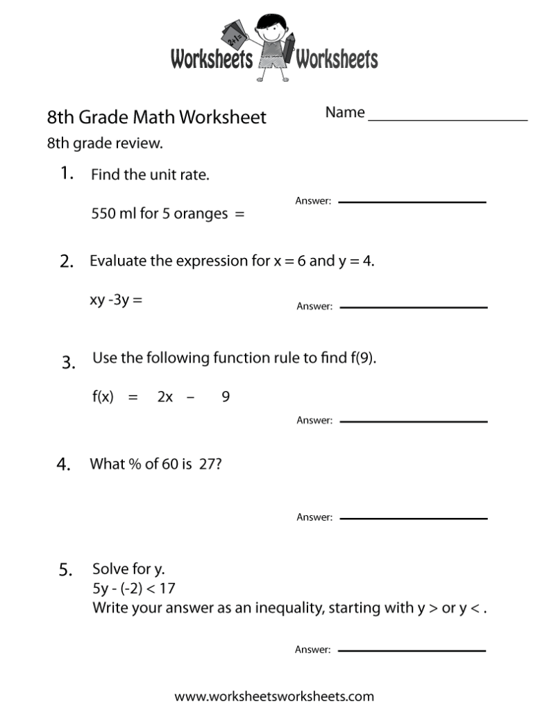 8th Grade Math Worksheets Free – Eighth Grade Math Practice Worksheet – Free Printable Educational Worksheet 8th Grade Math Worksheets Free - Eighth Grade Math Practice Worksheet - Free Printable Educational Worksheet
