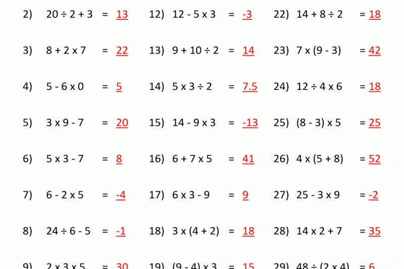 8th Grade Math Worksheets With Answers