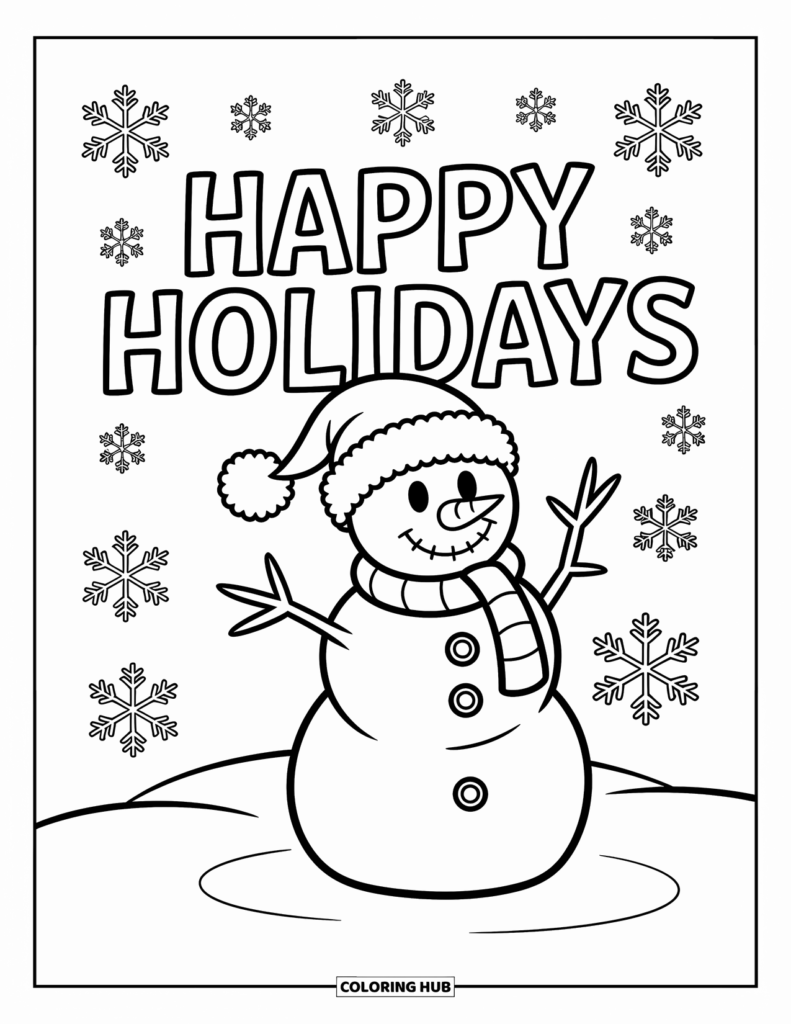 90+ Happy Holidays Coloring Pages for Kids & Adults (Free)