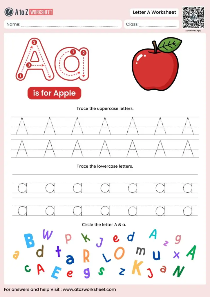 A And An Worksheets For Preschool - Free printable letter A worksheet for preschoolers featuring tracing and letter recogniti