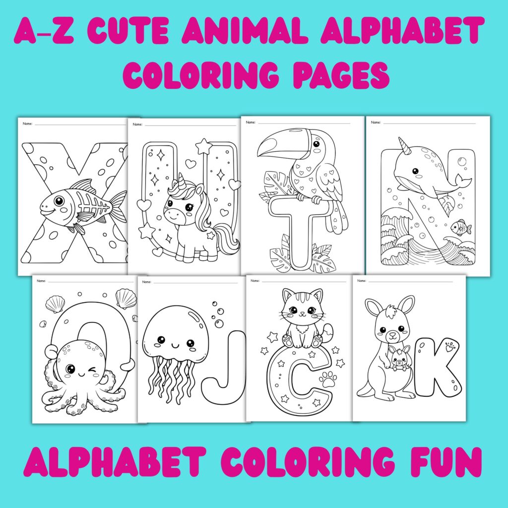 A–Z Cute Animal Alphabet Coloring Pages For Preschool & Kindergarten ...