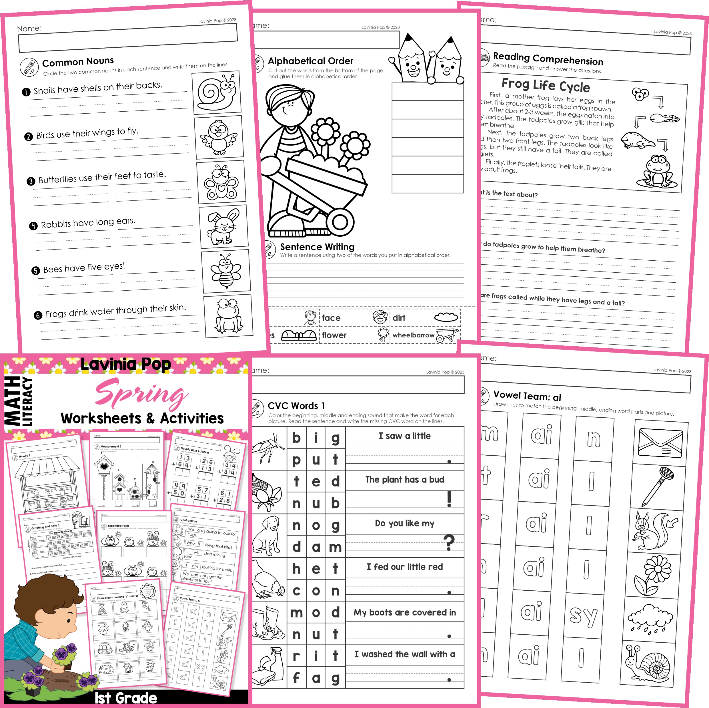 Activities For First Graders Printables - Free printable spring worksheets and activities for first graders, including variou