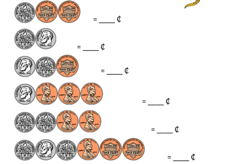 Adding Dimes And Pennies Worksheet