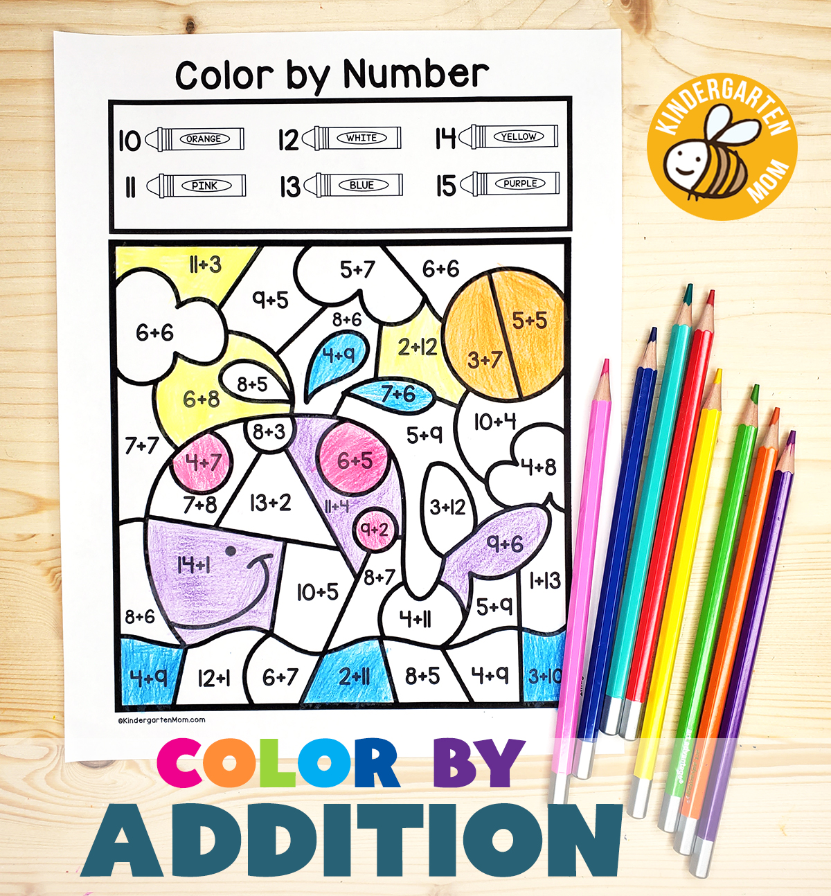 Addition Color By Number Kindergarten - Addition Color by Number Worksheets - Kindergarten Mom - Worksheets Library