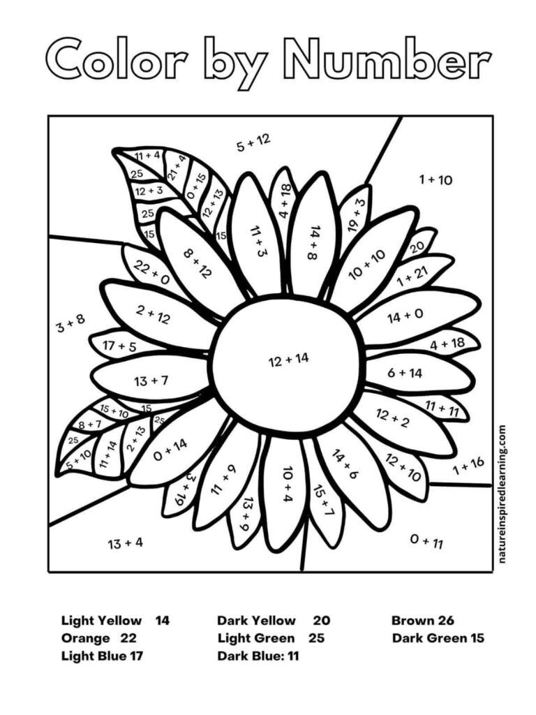 Addition Color by Number Worksheets – Nature Inspired Learning … Addition Color by Number Worksheets - Nature Inspired Learning ...