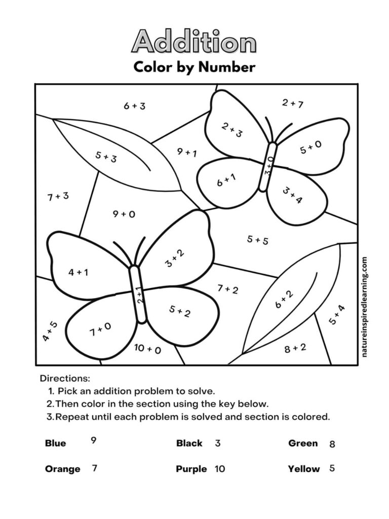 Addition Color by Number Worksheets – Nature Inspired Learning … Addition Color by Number Worksheets - Nature Inspired Learning ...