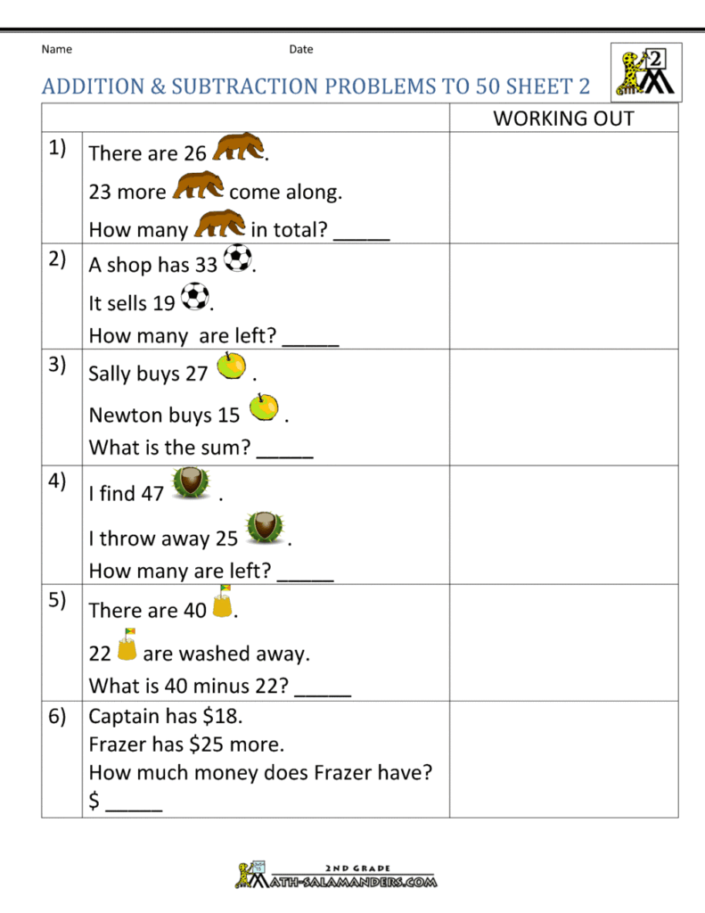 Addition Subtraction Word Problems 2nd Grade Addition Subtraction Word Problems 2nd Grade