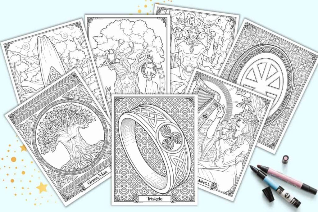 Celtic Symbols Adult Coloring Pages Collection of intricate adult coloring pages featuring various Celtic symbols and designs