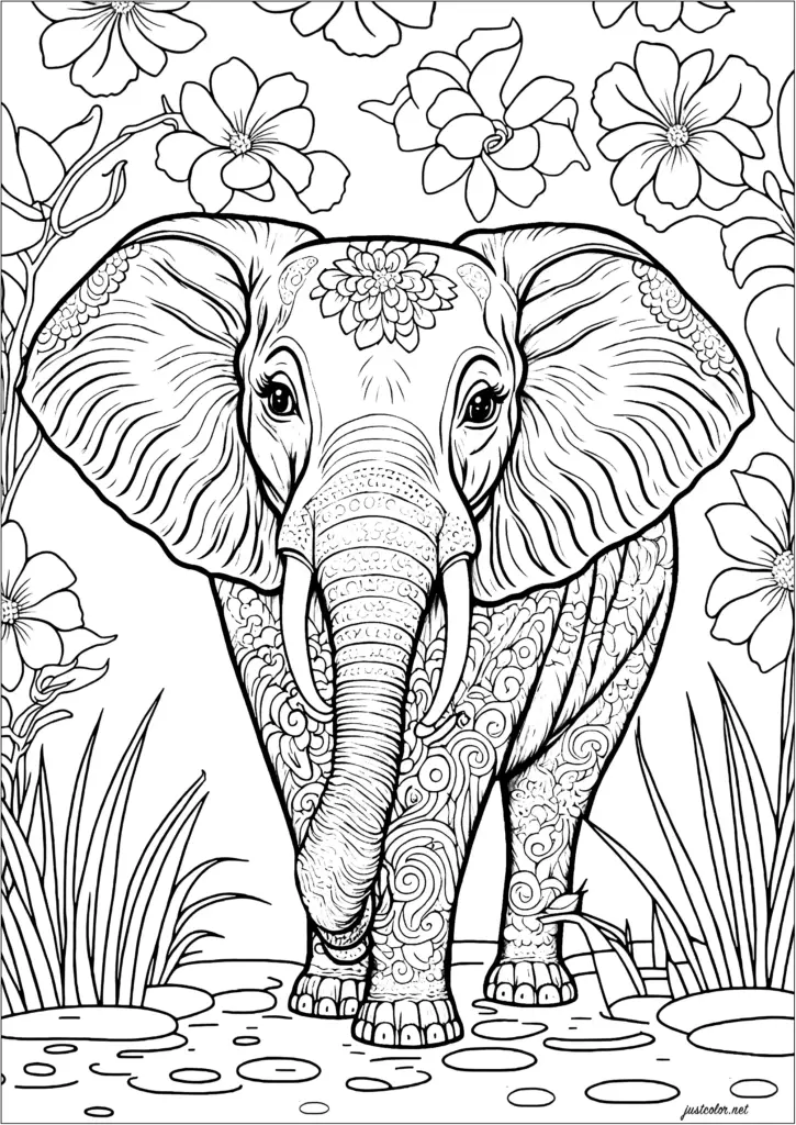 Adult Coloring Pages Free Download - Elephant Coloring Page For Adults