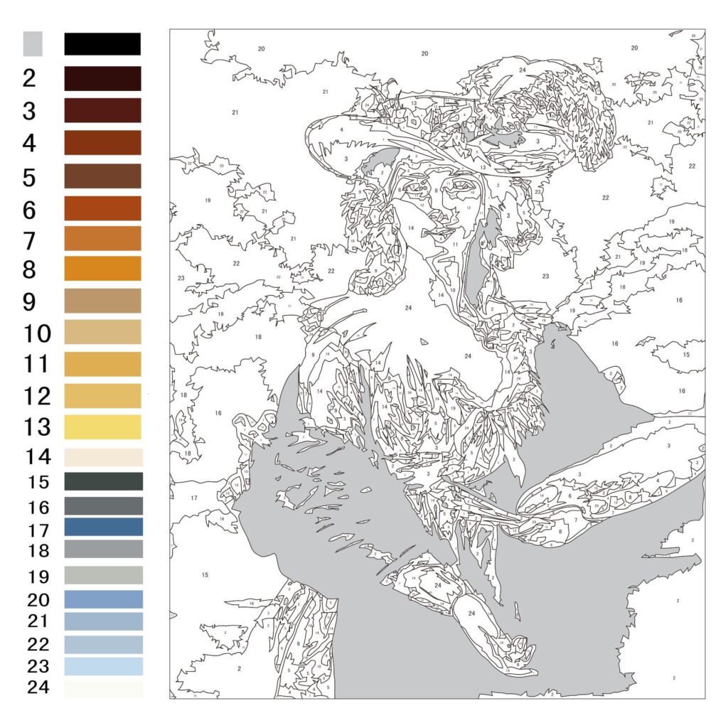 Advanced Color By Number Printables - Free printable advanced color by number worksheet featuring a detailed design for color