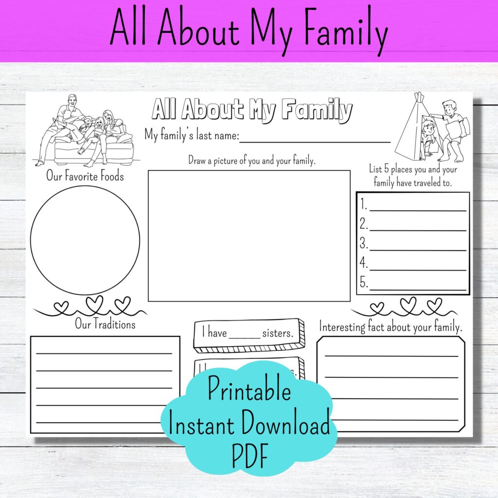 All About My Family Worksheet, Kids Activity Page (PDF) – Etsy All About My Family Worksheet, Kids Activity Page (PDF) - Etsy
