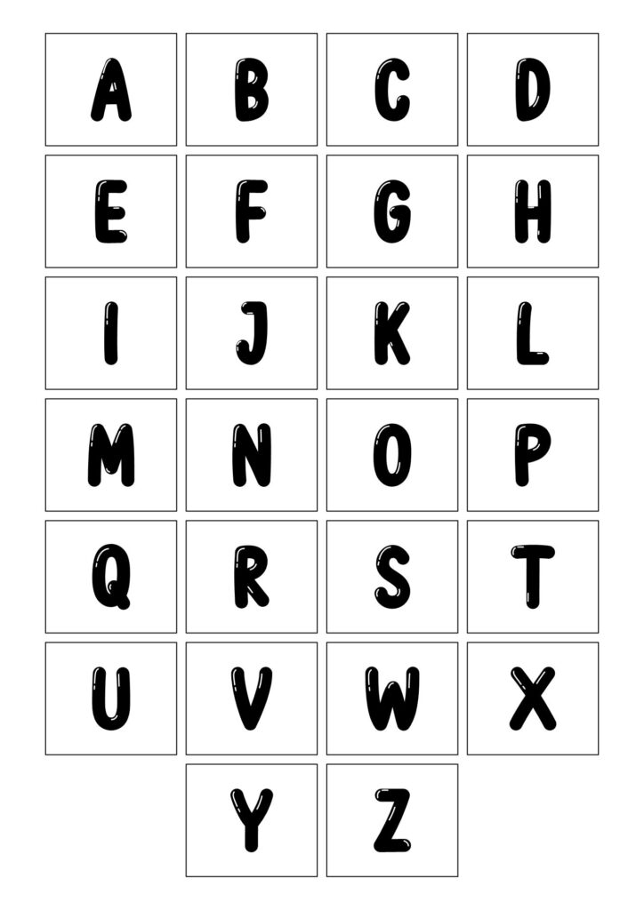 Printable Alphabet Cards for Learning Printable alphabet cards arranged in a grid format for easy learning