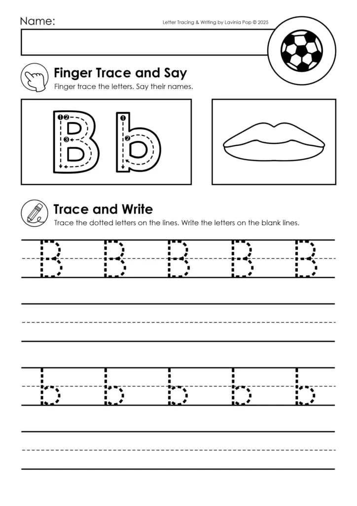Alphabet Handwriting Worksheets for Kindergarten – Tracing and Writing Printable alphabet handwriting worksheet for kindergarten with tracing activities