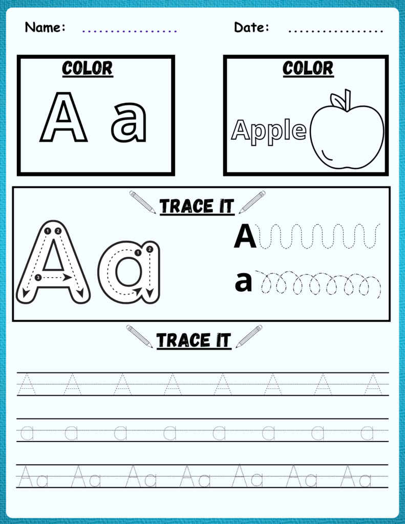 Alphabet Tracing and Coloring Worksheets for Kids Alphabet tracing and coloring worksheets for letter recognition A to Z