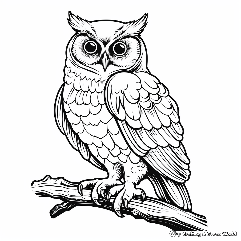 Detailed owl illustration for Animal Adult Coloring Pages Printable, perfect for relaxation