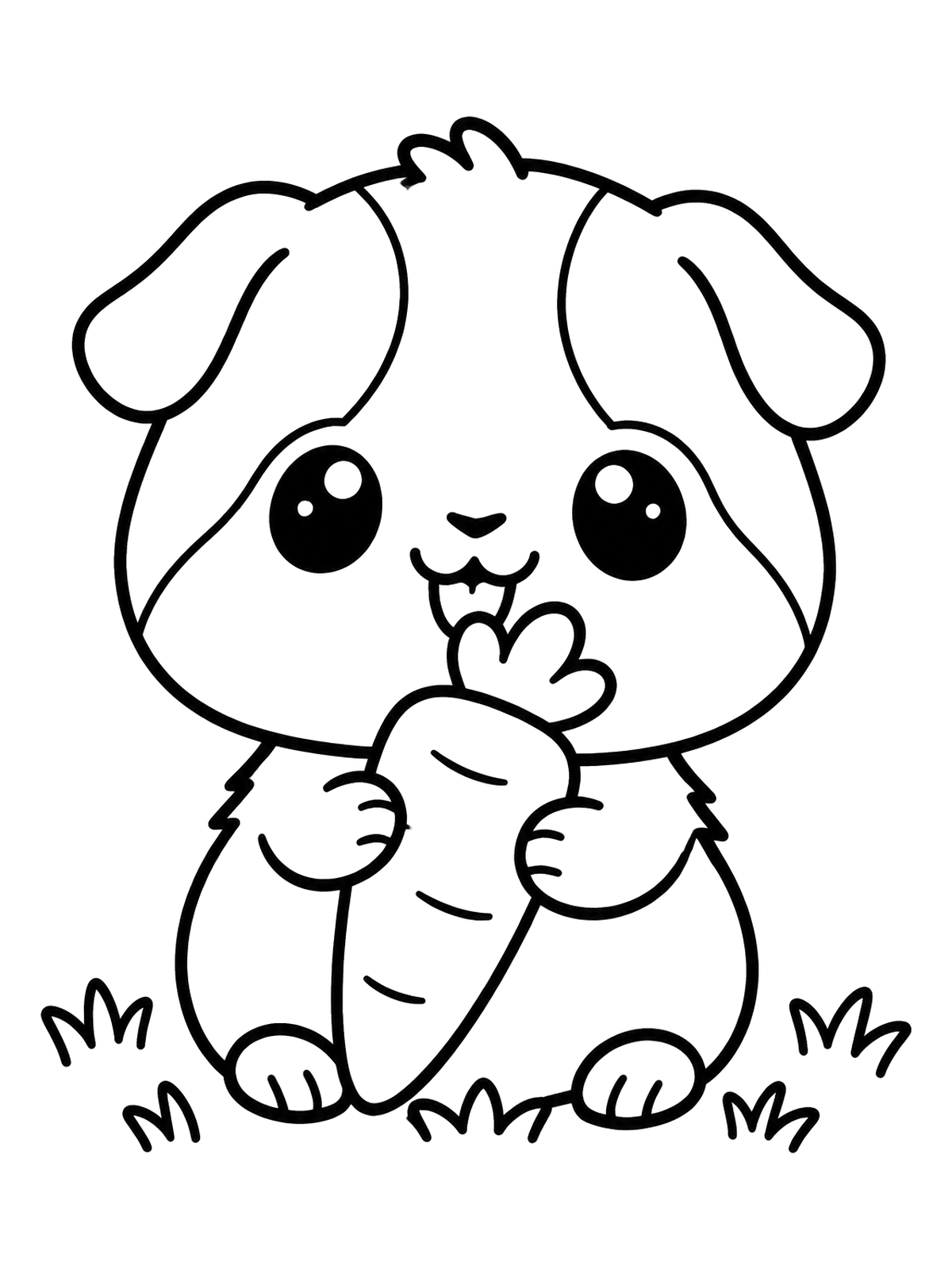 Adorable guinea pig holding a carrot, perfect for Animal Coloring Pages To Print