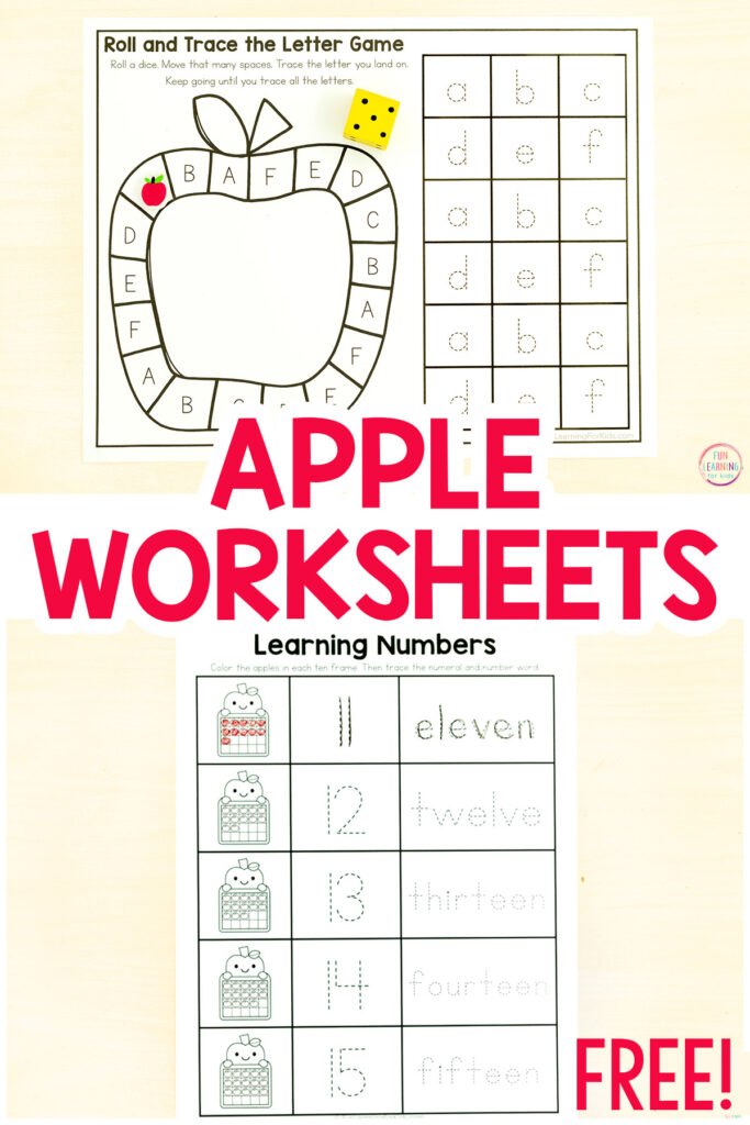 Apple Literacy and Math Worksheets for Kids Apple-themed literacy and math worksheets for preschool learning